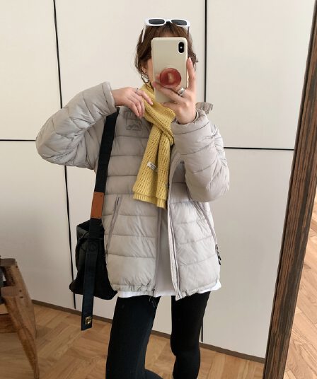 실사 아래 면화 의류 여성 겨울 새로운 얇고 가벼운 후드 작은 목화 진딧물 한국 스타일 루즈핏 패션 보온 면 옷 재킷