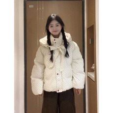 批发甜美学院风可爱立领波点棉衣外套女2026冬季新款加厚防寒保暖棉服