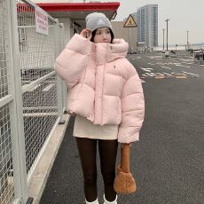 批发泡芙肯豆短款<b class='q'>羽绒服</b>女2026冬季新款美式复古面包服连帽棉外套爆款
