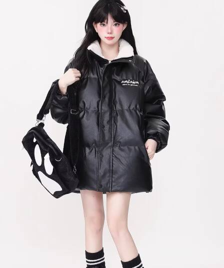 스탠드 칼라 남녀 달콤한 차가운 바람 알파벳 작은 대중 디자인 센스 면 의류 작은 대중 루즈핏 패딩 재킷 겨울 재킷 목화 진딧물 트렌디