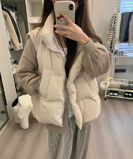 lilylikes 아래 면화 의류 작은 유럽 패키지 새로운 한국 스타일 루즈핏 스탠드 칼라 워싱 고급 빗질된 면 베스트 여성 코트