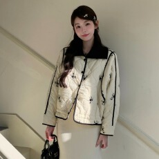 批发米白色羽绒棉服<b class='q'>外套女</b>冬季2025新款宽松时尚设计感超好看棉衣棉袄