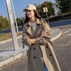 批发风衣女春秋款2026年新款英伦风今年流行<b class='q'>中长款</b>小个子韩系休闲外套