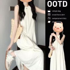 批发法式白色无袖连衣裙子女夏季2026新款小个子茶歇显瘦背心<b class='q'>长裙</b><b class='q'>礼服</b>