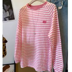 批发超嫩的条纹tee~韩系ins刺绣字母新款韩版插肩袖宽松<b class='q'>女式</b><b class='q'>T</b>恤衫夏季