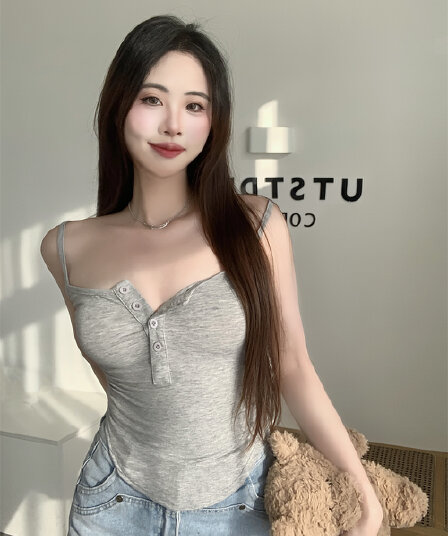 실사 정가 40 순면 210 그램 92 면 8 암모니아 Lun 슬립 단추 조끼 여성 만나는
