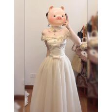 批发甜美重工富家千金<b class='q'>连衣裙</b>女夏日绝美高级感公主裙小飞袖收腰长裙子