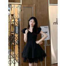 批发韩国<b class='q'>东大门</b>2026夏季泡泡袖<b class='q'>连衣裙</b>女气质收腰短裙小个子网纱蓬蓬裙