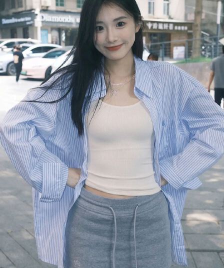 항구 바람 품격 파란색 루즈핏 POLO 칼라 셔츠 여성 코트 조기 봄 레트로 고유 한 Chic 고급 센스 맨위