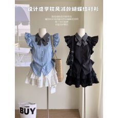 批发学院风小飞袖蛋糕裙套装女夏季T恤上衣+蓬蓬<b class='q'>半身裙</b>小众别致两件套