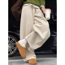 批发米白色阔腿裤<b class='q'>女</b>2026春季大码胖mm高腰显瘦宽松慵懒显瘦弯刀<b class='q'>休闲裤</b>