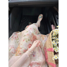 批发法式温柔甜美减龄抹胸碎花<b class='q'>连衣裙</b>子女夏天外穿防晒衫上衣两件套装