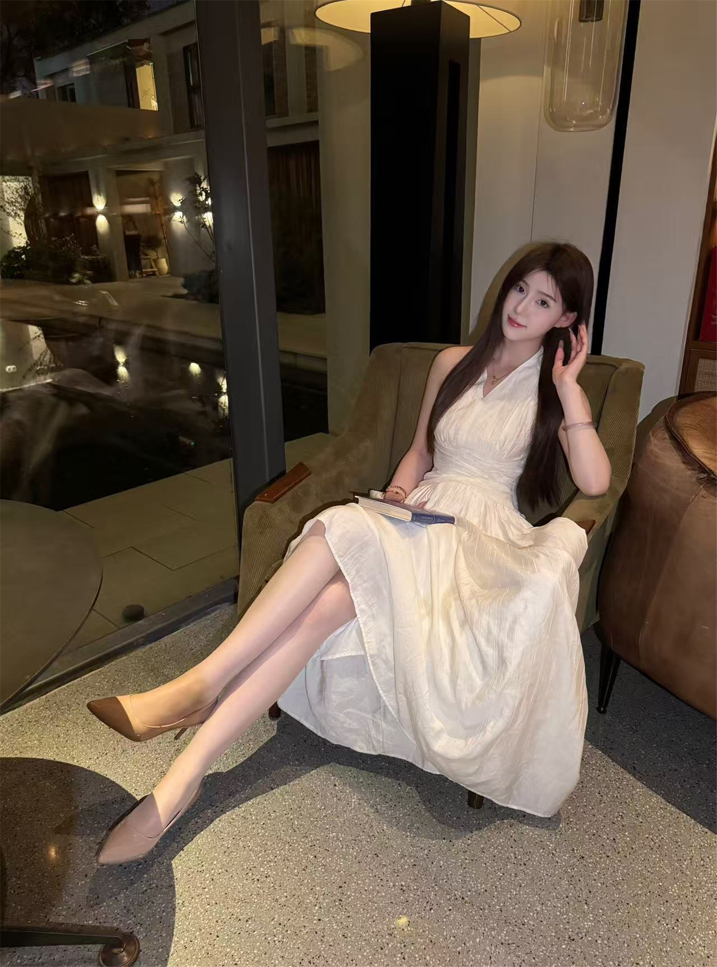 RY3786# 韩系漂亮冷淡系黑色无袖连衣裙子女夏季2026新款茶里茶气别...