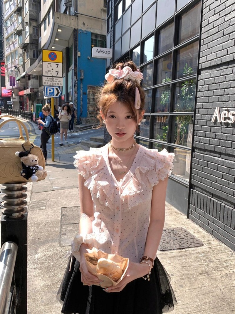 RY3951# 韩系蕾丝花边减龄上衣女2026春季流行单品新款上衣巨好看洋气上衣