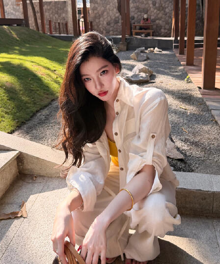 2026 디자인 센스 아마 루즈핏 화이트 여성 셔츠 봄 여름 느슨함 맨위 슬림해 보이는 맨위
