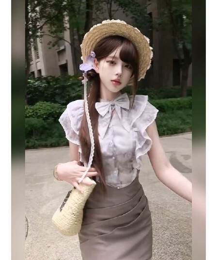 보라색 색상 시스템 착용 가져 가라. 전체 집합 프랑스식 부드러운 바람 슈퍼 잘 생긴 맨위 타이트 스커트 반신 스커트 투피스 슈트 26 여름