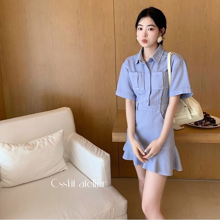 2026 년 새로운 인어 꼬리 슈퍼 요정 캐주얼 데님 드레스 허리 수축 봄 여름 작은 대중 디자인 고급 센스 치마