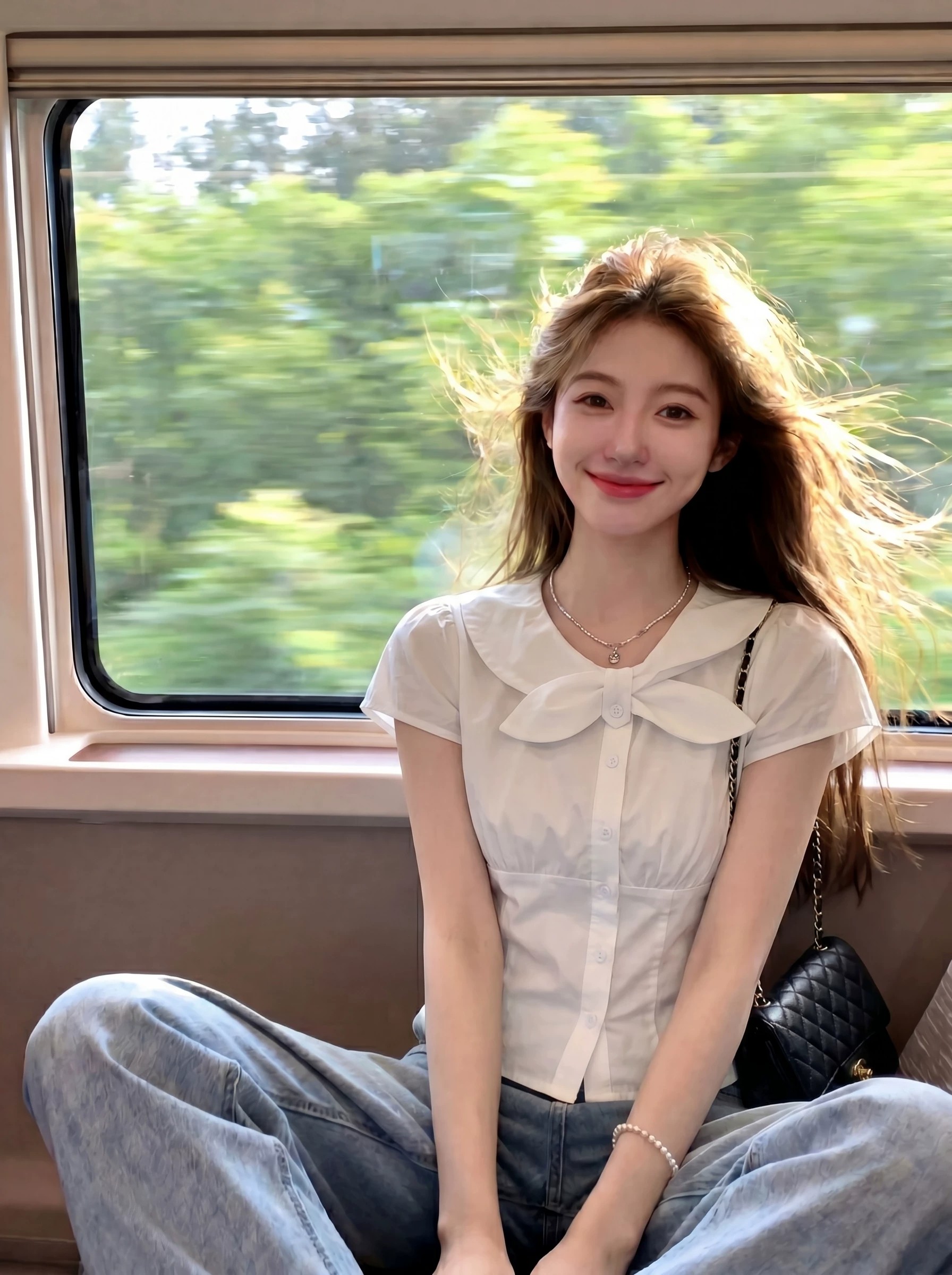 부드러운 바람 달콤함 나비 매듭 반팔 화이트 여성 셔츠 여름 작은 키 쇼트 스타일 셔츠 허리 수축 맨위