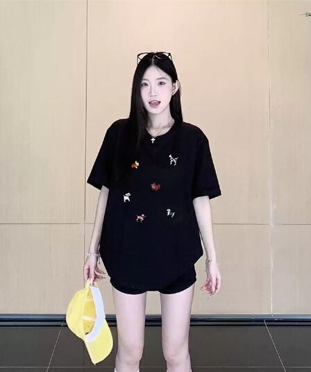 순면 이후 패키지 칼라 bm 조수 브랜드 인터넷 유명인 한국 스타일 하라주쿠 와이드 바람 소나무 맨위 캐주얼 프린트 연령 감소 반팔 티셔츠 여성