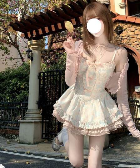 봄 여름 새로운 한국 스타일 출퇴근 귀여운 달콤한 스타일 외부 가져 가라. 로리타 외국 가스 부드러운 드레스 두 조각 여성 세트
