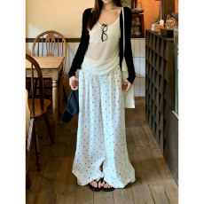 批发高版本（带防换扣，晾衣绳）夏季新款慵懒风松紧腰<b class='q'>圆点</b><b class='q'>裤</b>波点<b class='q'>裤</b>