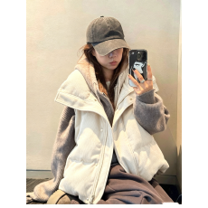 批发粗灯芯绒立领羽绒<b class='q'>马甲</b>女2026冬季新款韩版小个子短款加厚保暖坎肩