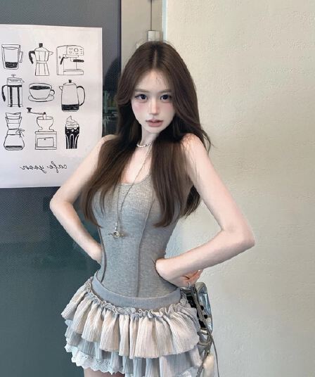 섹시함 핫걸 백리스 민소매 행침 목 여성 드레스 여름 허리 수축 몸매 가꾸기 케이크 치마 품격 슬림해 보이는 미니 스커트