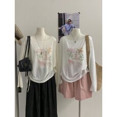 批发雪花棉 新款斜肩抽褶<b class='q'>蕾丝</b>边防晒T恤防晒衫<b class='q'>打底衫</b>罩衫 透气宽松