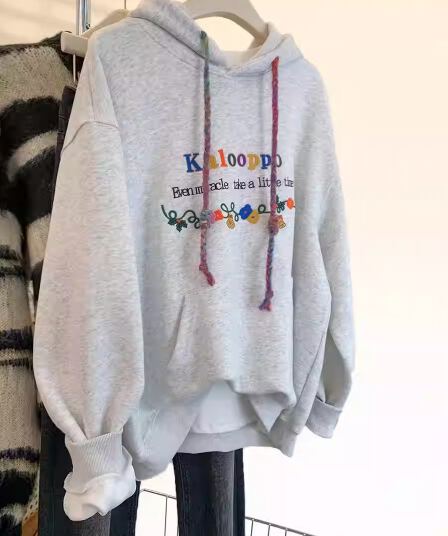 가을 겨울철 후드 oversize 운동 재킷 트렌디 ins 여성 2026 새로운 폭발 가을 겨울 의류 자수 후드티