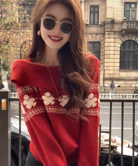 프랑스식 레트로 공정한 섬 자카드 부드러운 찹쌀 스웨터 여자 가을 겨울철 새로운 느긋한 고급 센스 쇼트 스타일 니트 스웨터 트렌디