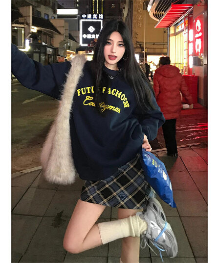 2026 새로운 가을 겨울철 oversize 후드티 여성 ins 한국 스타일 루즈핏 bf 작은 대중 캐주얼 재킷 트렌디 후드티