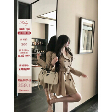 批发卡其色风衣外套女春秋季小个子收腰翻领西装外套韩版休闲气质大衣