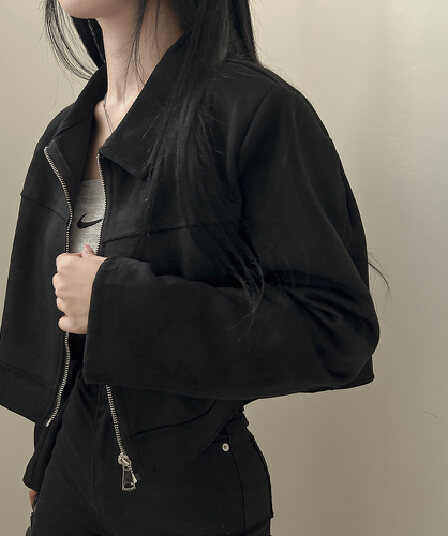 한국 chic 가을 레트로 잘 생긴 폴로 칼라 당겨서 사슬 루즈핏 다용도 긴팔 플러시 쇼트 스타일 재킷 여성 코트