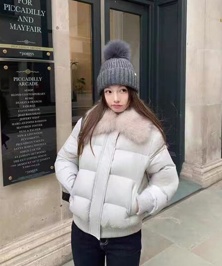 부드러운 바람 여우 모피 칼라 쇼트 스타일 면 의류 여성 가을 겨울 슬림해 보이는 두꺼운 스탠드 칼라 방풍 출퇴근 다용도 짧은 면 섹션