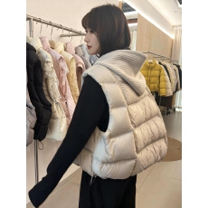 批发2026秋冬季新款女士韩系时尚简约针织连帽羽绒棉马甲保暖外穿背心
