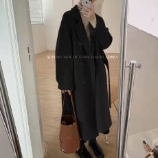 批发毛呢<b class='q'>大</b>衣女中长款2026秋冬新款赫本风气质小个子宽松加厚呢子外套