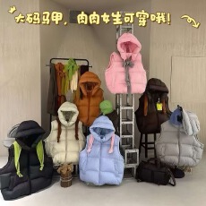 批发欧货大码轻薄羽绒棉<b class='q'>马甲</b>女款2026款可拆卸连帽保暖<b class='q'>马夹</b>外套
