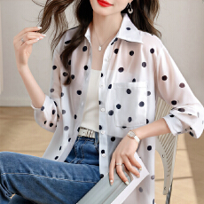 批发实拍<b class='q'>韩版</b>夏季新款女装翻领薄款防晒服基础款雪纺衫开衫衬衫衬衣