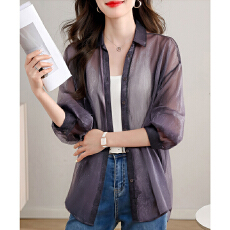 批发实拍韩版夏季<b class='q'>新款</b>女装翻领薄款防晒服基础款<b class='q'>雪纺衫</b>开衫衬衫衬衣