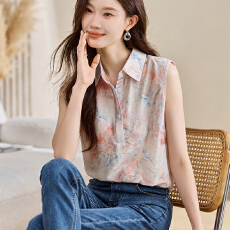 批发实拍洋气夏季花色坎肩透气背心女外穿衬衫无袖<b class='q'>雪纺</b>内搭上衣<b class='q'>打底衫</b>