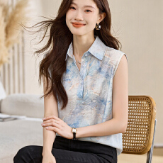 批发实拍洋气夏季花色坎肩透气背心女外穿衬衫无袖<b class='q'>雪纺</b>内搭上衣<b class='q'>打底衫</b>