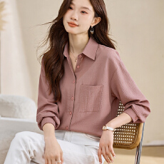 批发实拍洋气港风秋季新款女装纯色格子<b class='q'>雪纺</b><b class='q'>衫</b>上衣开衫衬衫打底衬衣