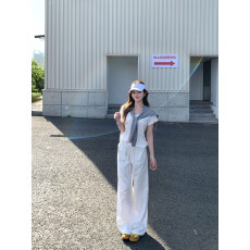 批发实拍实价V领T恤透气基础<b class='q'>宽松</b>短袖上衣+高腰棉麻休闲长<b class='q'>裤</b>子+披肩