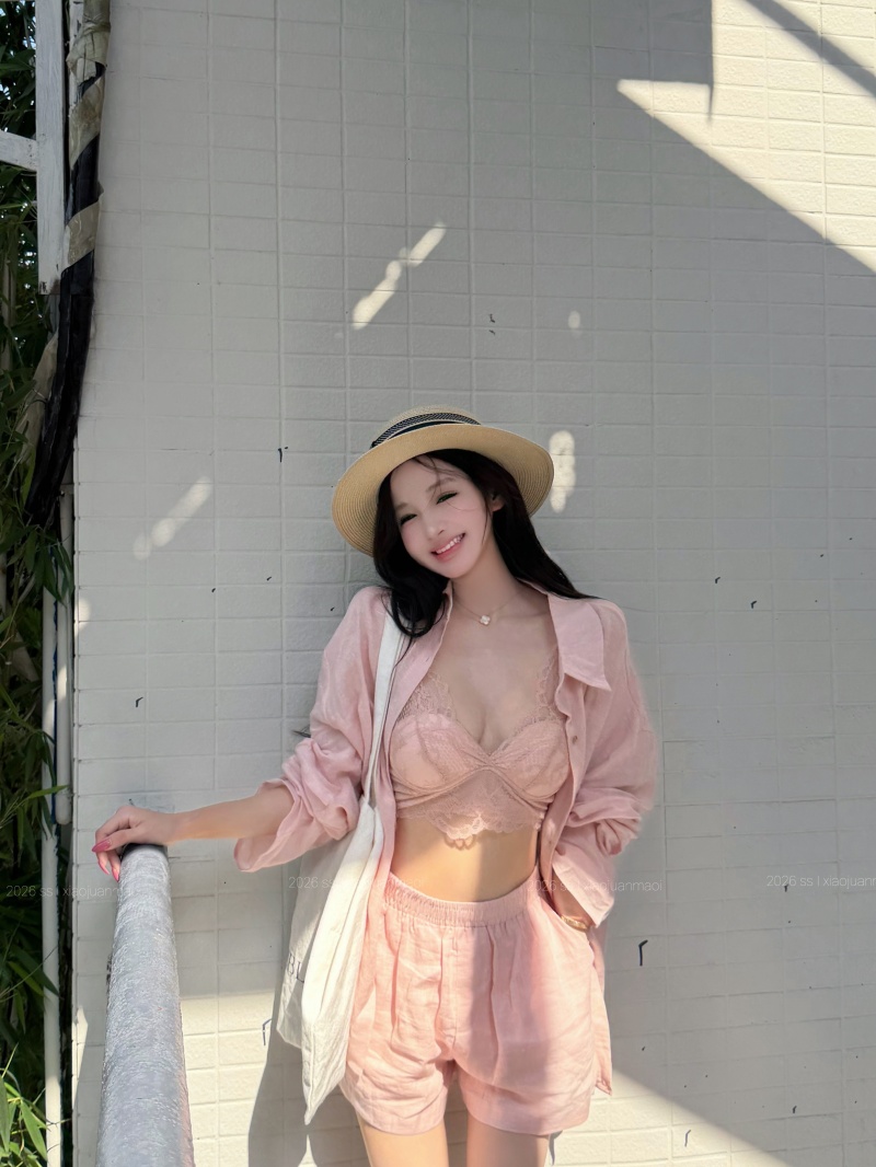 실사 정가 얼음 모래 복숭아 복숭아 루즈핏 대 에디션 셔츠 레이스 인사이드 가져 가라. 반바지