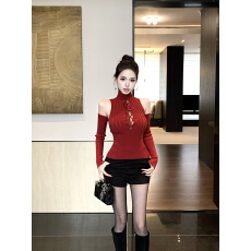 批发实拍实价辣妹高领<b class='q'>镂空</b>吊带背心女设计感纯欲收腰上衣+袖套