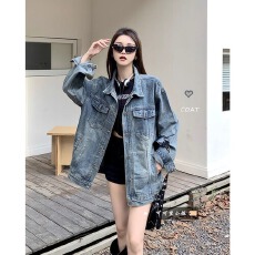 批发美式甜酷风牛仔长袖外套女秋季新款复古BF翻领时尚百搭外搭上衣潮