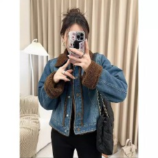 批发小香风牛仔棉衣短外套女冬季2025新款高级感复古加绒加厚保暖棉服