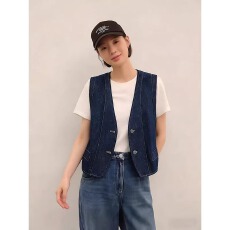 批发复古日系牛仔马甲女时尚小个子<b class='q'>通勤</b>气质无袖百搭显瘦叠穿坎肩上衣