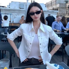批发白色高级感短款外套女2026春夏工装夹克上衣简约风百搭短外套穿搭