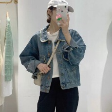 批发春秋小香风毛须边牛仔外套女设计感小众短款宽松休闲减龄夹克上衣